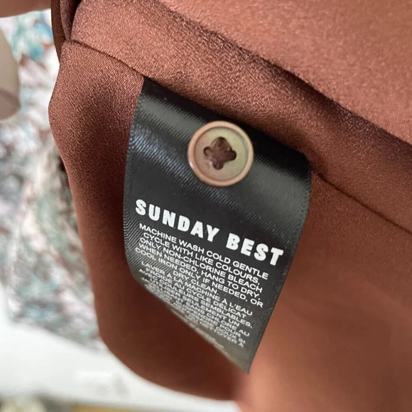 Aritzia Sunday Best Grayson Long Sleeve Mini Dress Brown Floral Size  4 - Picture 8 of 9